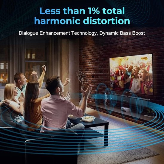 Soundbar voor TV - Home Cinema Audio - Verbeter Geluid - Dynamische Bas - 93 cm Breed - Zwart — afbeelding 4