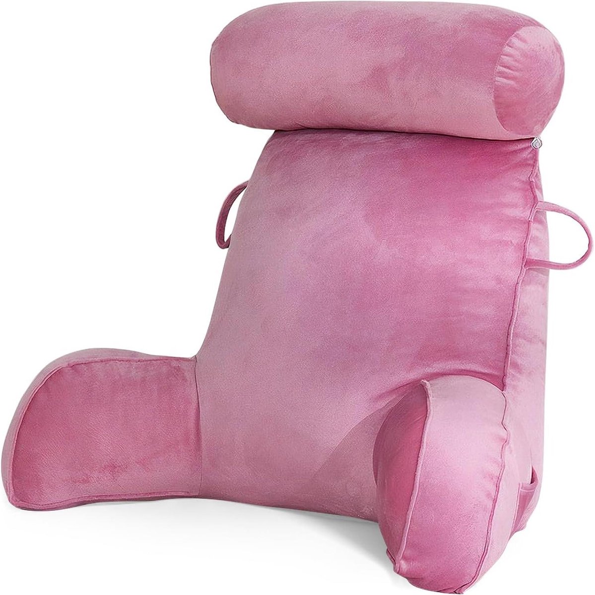 Leeskussen XL - Steunkussen Rug - Comfortabel Lezen - Met Nekrol Armsteun - 75 cm Breed - Roze