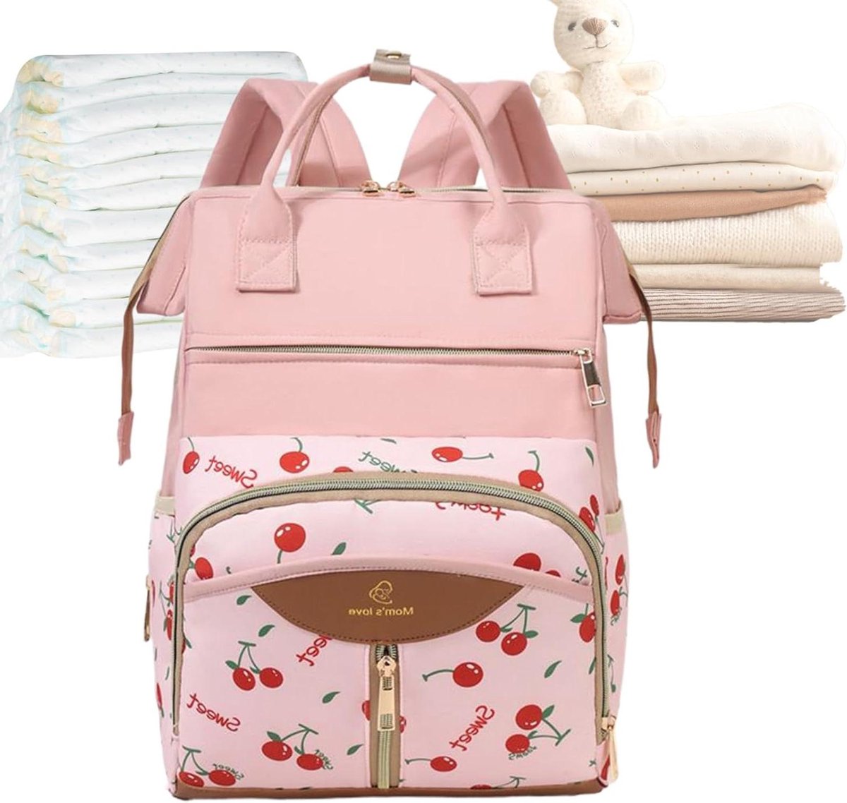 Luierrugzak - Baby tas - Organisatie onderweg - Waterdicht ontwerp - 38 x 26 cm - Roze