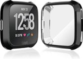 Full Cover Bumper voor Fitbit Versa (Lite) – Siliconen Case Screenprotector Bescherming Hoesje – Zwart