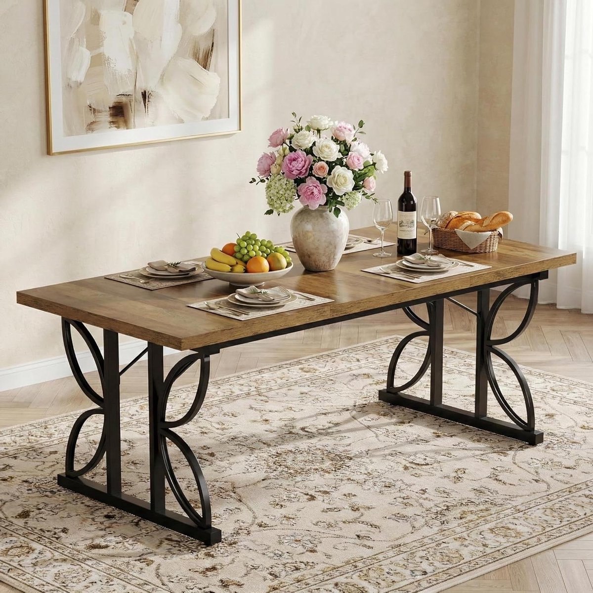 Eettafel - Eetkamer tafel - Gezellig tafelen - Robuuste constructie - 180 cm - Grijs