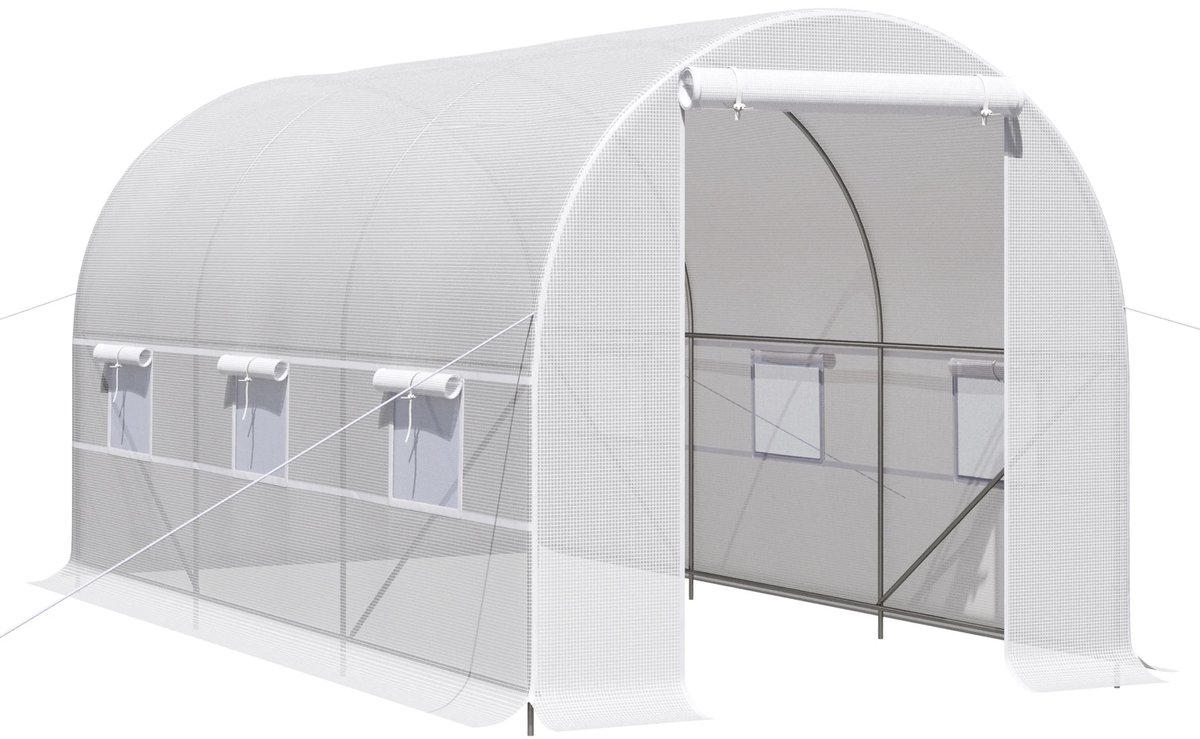 Lilac & Lily Tunnelkas 8 m² – Tuinkas met 6 ramen en deur - Kweekkas voor groenten, fruit & planten - Stevig PE-zeil - 400x200x200