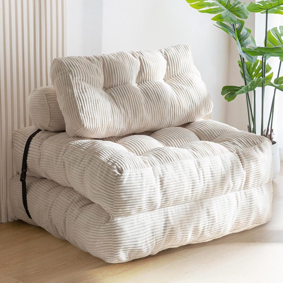 Opvouwbare Slaapbank - Stoelbed Lounge - Ontspannen Zitten - Met Kussenset - 85 x 190 cm - Beige