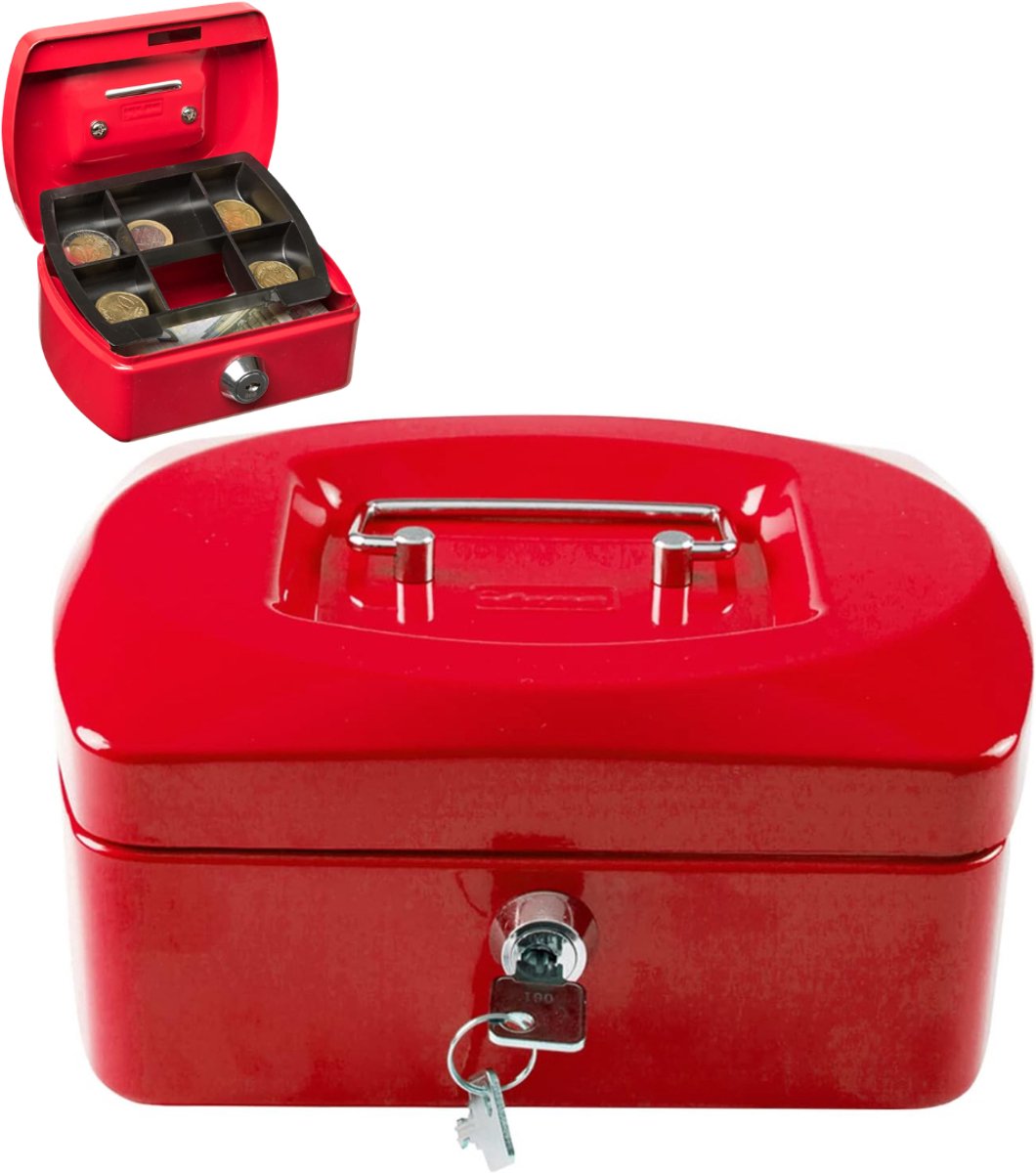 CLGP® Geldkistje Brandwerend - Kluis met Sleutel -Rood