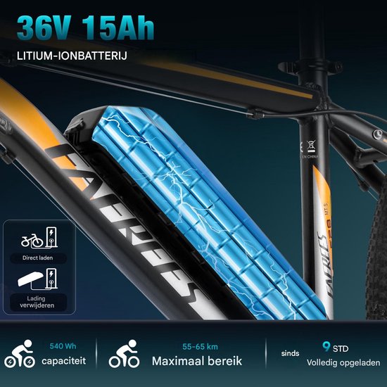Fafrees 27,5 inch Elektrische Mountainbike - 250W Motor - Shimano 21 versnellingen - Mechanische Schijfremmen - Elektrische Fiets– Roestbestendige aluminiumlegering - 15AH –IPX4 Stadsfiets –Trekkingfiets –Blauw van FAFREES — afbeelding 4