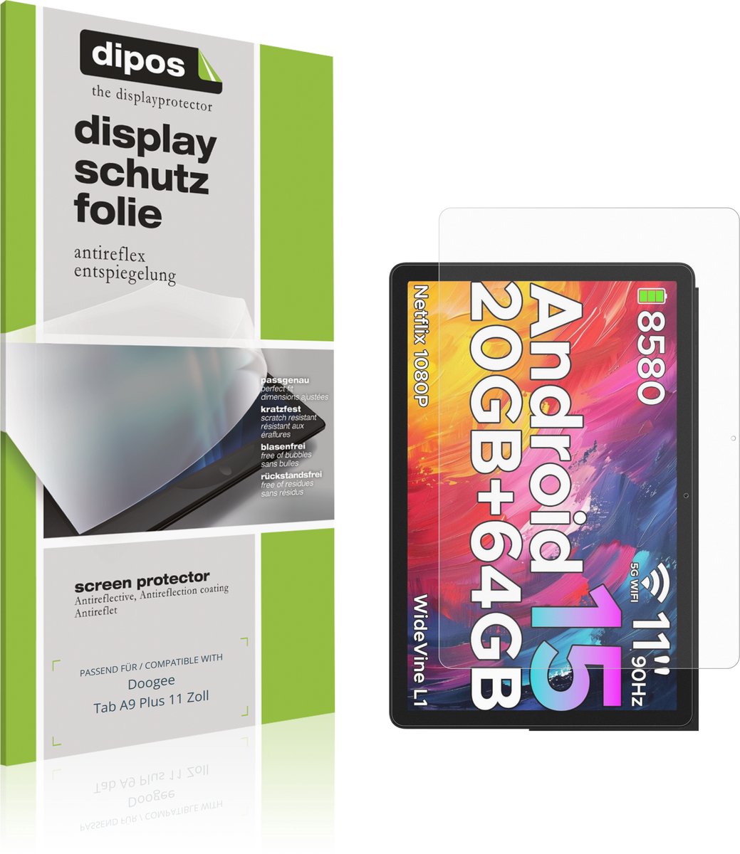 dipos – 2x Matte Beschermfolie geschikt voor Doogee Tab A9 Plus 11 Zoll | Krasbestendige & antireflecterende Screenprotector Ultra-Thin