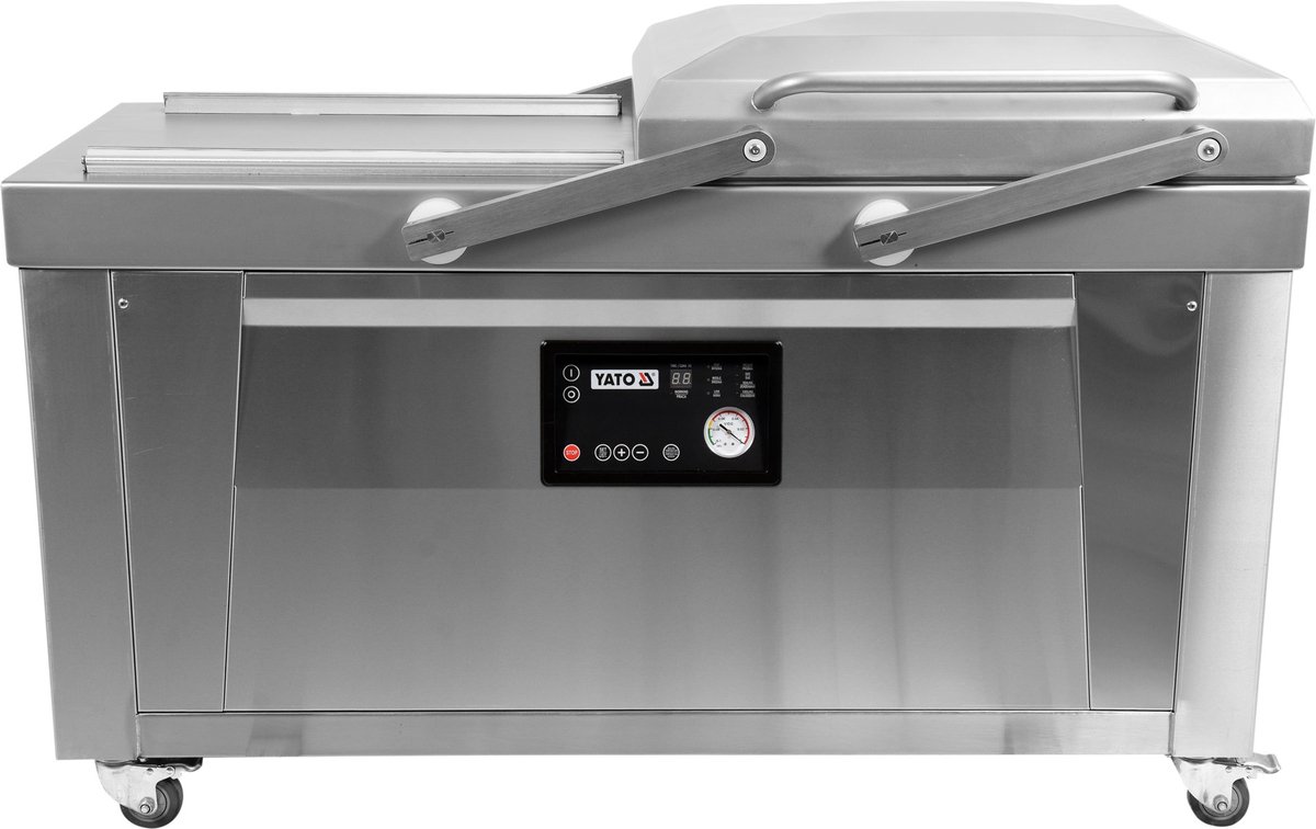 YATO Industriële Dubbelkamer Vacuümmachine YG-09307 – 2x Sealbalk 600 mm – 400V Krachtstroom – 2x Pomp 20 m³/h – RVS – Volautomatische Kamervacuümmachine