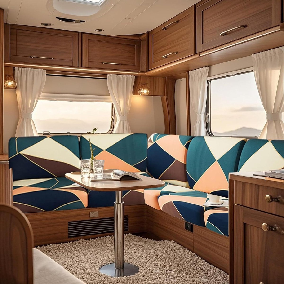 Zetelovertrek Caravan - Bankhoes Camper - Bescherming Meubels - Met 4 Extra Straps - Groot 1-Persoons - Goudkleurig Crackle