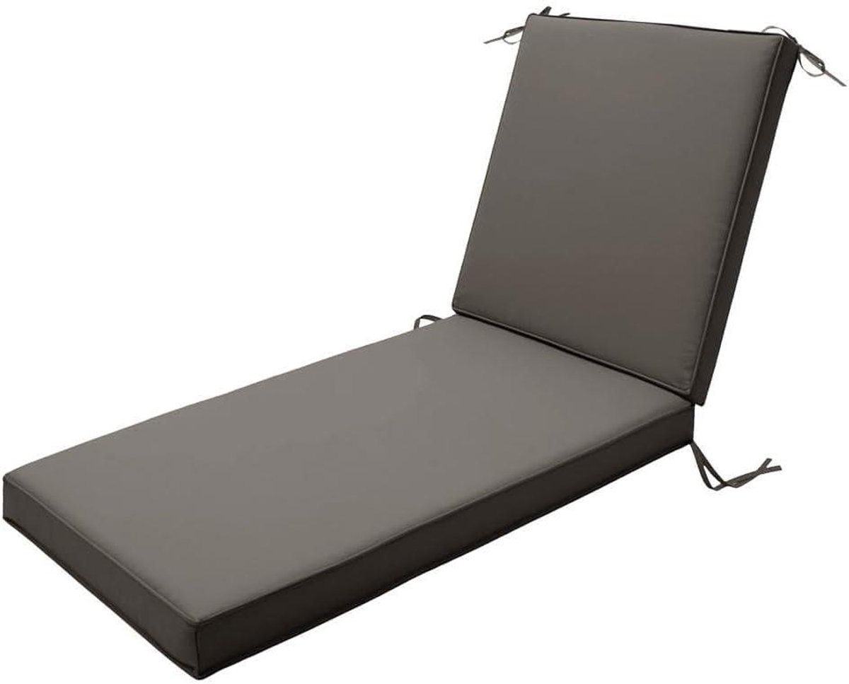 Ligstoelkussen Waterdicht - Loungerkussen Vervangend - Buiten Ontspannen - Schuim met Hoge Dichtheid - 183 x 53 cm - Grijs