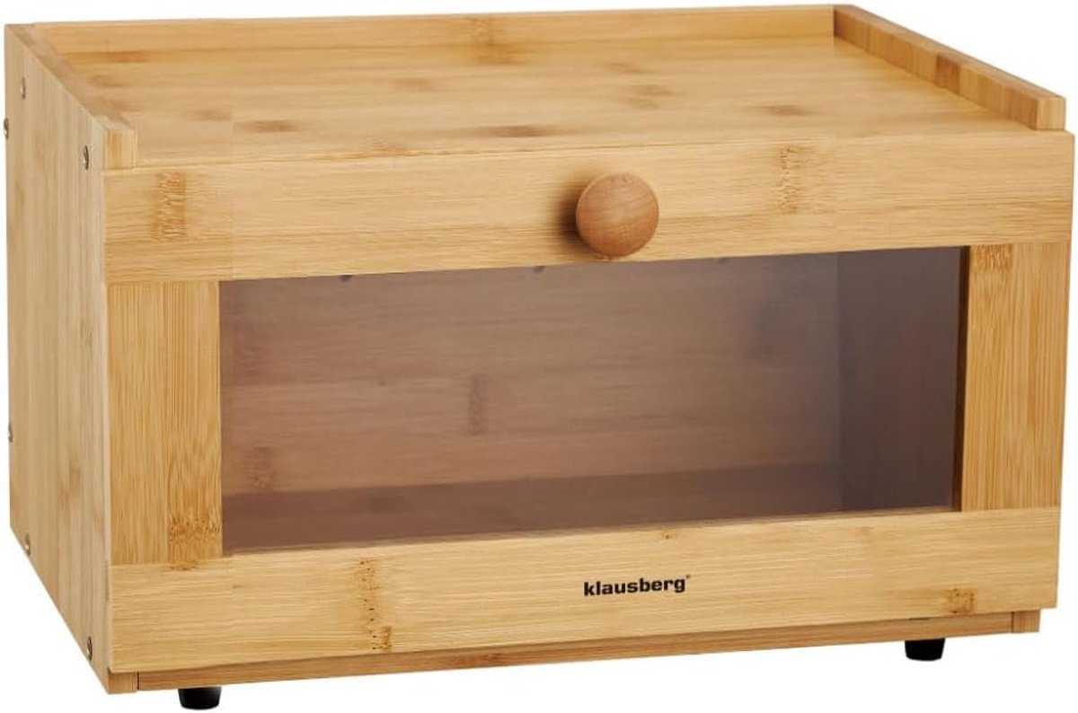 Thijox - Houten Broodtrommel van Bamboe met Acrylvenster, Lichtgewicht, Milieuvriendelijk, Klein, Ideaal voor Keuken, Camping, Feestjes, en Kinderen