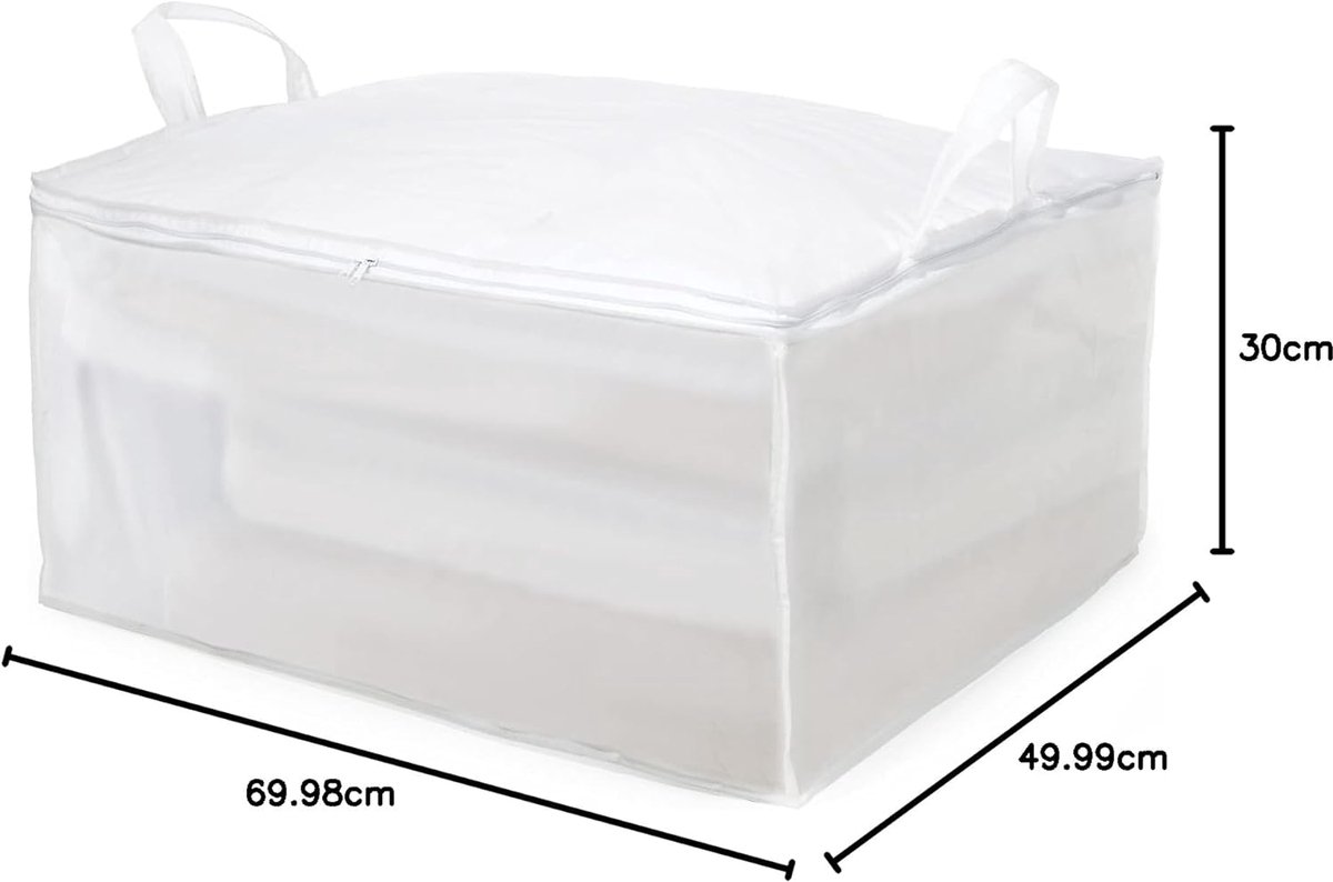 Thijox - Compactor Melkwitte Opbergzak voor Dekbed en Kleding, 70x50x30 cm, Transparant, Ideaal voor Kledingopslag, Ruimtebesparend, Organiseren, Slaa
