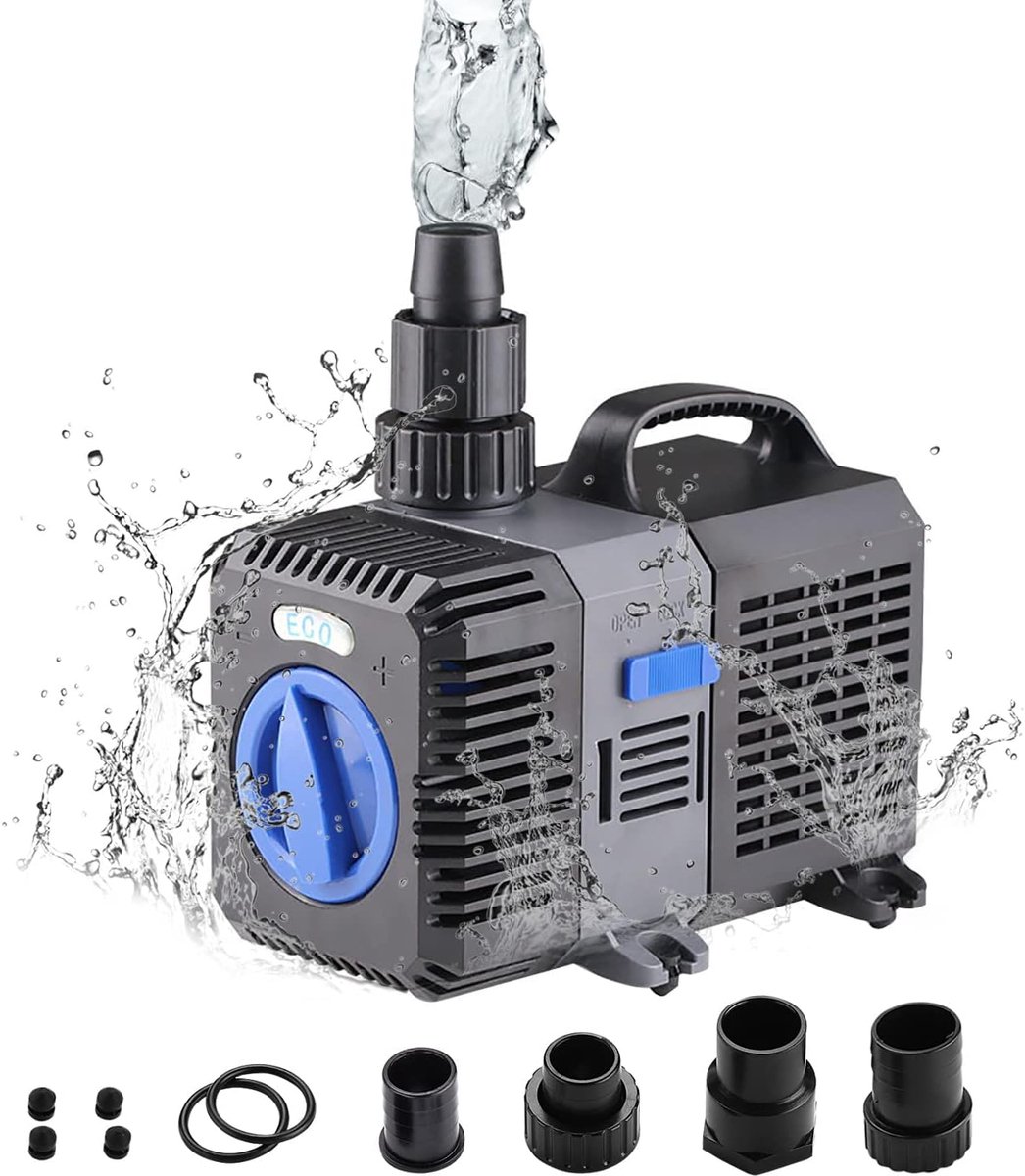 SnelShoppen - Eco Vijverpomp 3600 l/u, Energiebesparend, Stil, 20 W, Beeklooppomp, Fonteinpomp voor Buiten, Waterval, Tuin, Aquarium