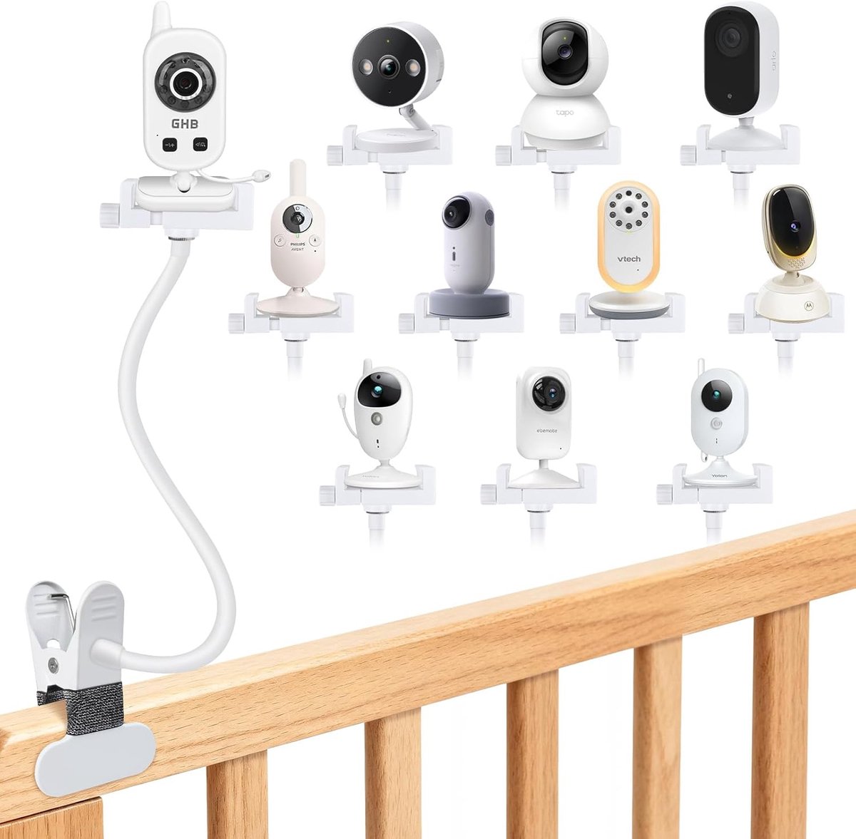 SnelShoppen - Houder voor babyfoon, universele babycamerahouder, standaard voor monitor, telefoonhouder, accessoires voor babybewaking, geschikt voor