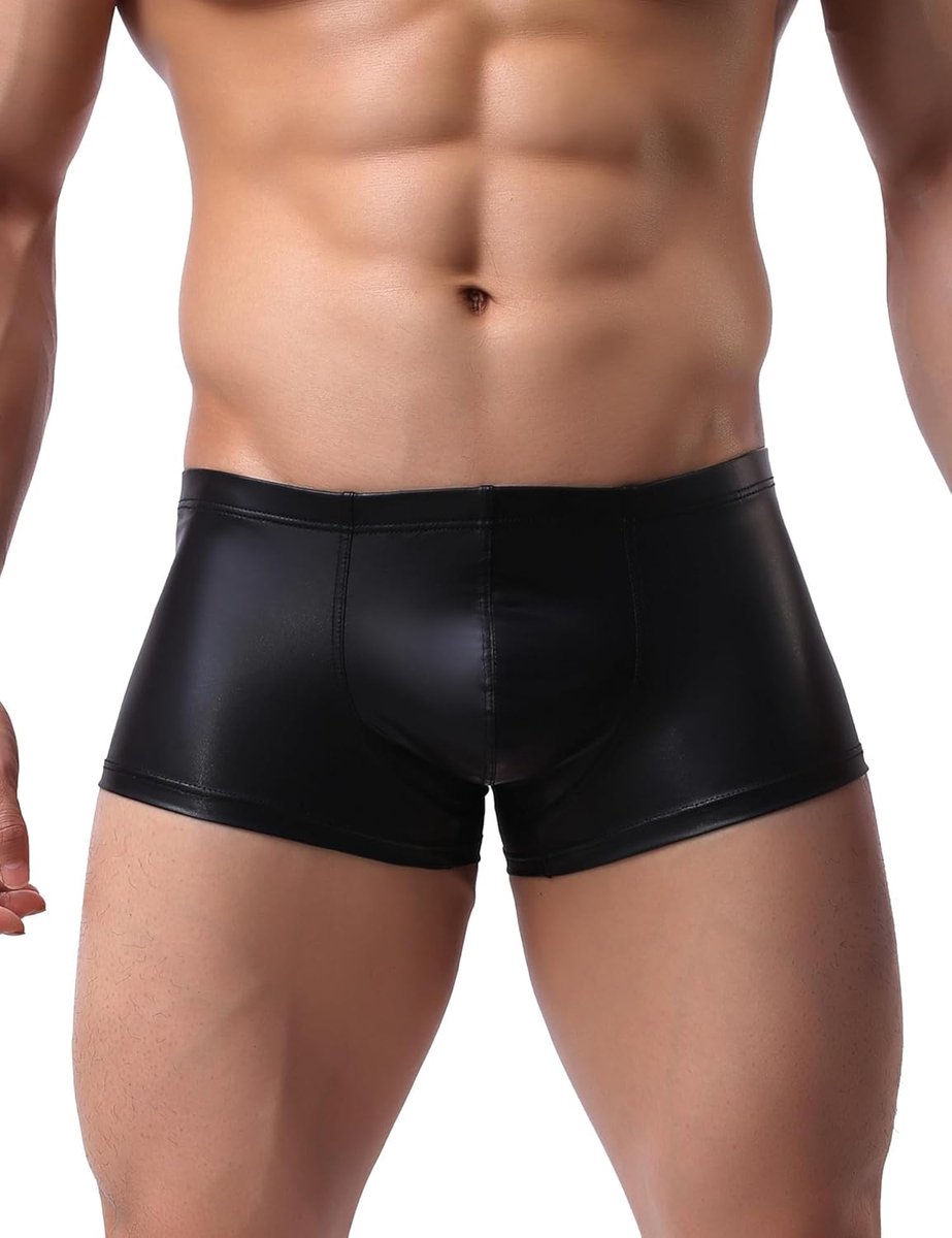 SnelShoppen - Boxershorts voor Heren PU-Leder Wetlook - Sexy Onderbroek met U-Zak - Grote Maten S-2XL - Verleidelijke Lingerie voor Feest en Clubwear
