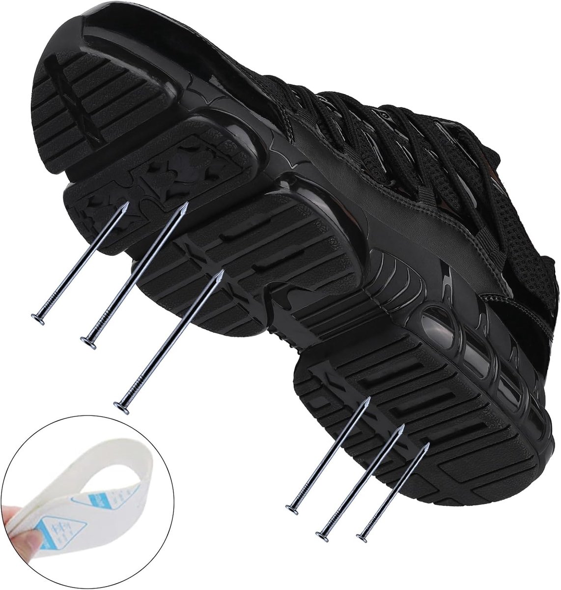SnelShoppen - Veiligheidsschoenen Heren S3 Werkschoenen Dames met Stalen Neus, Licht en Ademend, Antislip, Zwart, Maat 46 EU voor Bouw en Werk