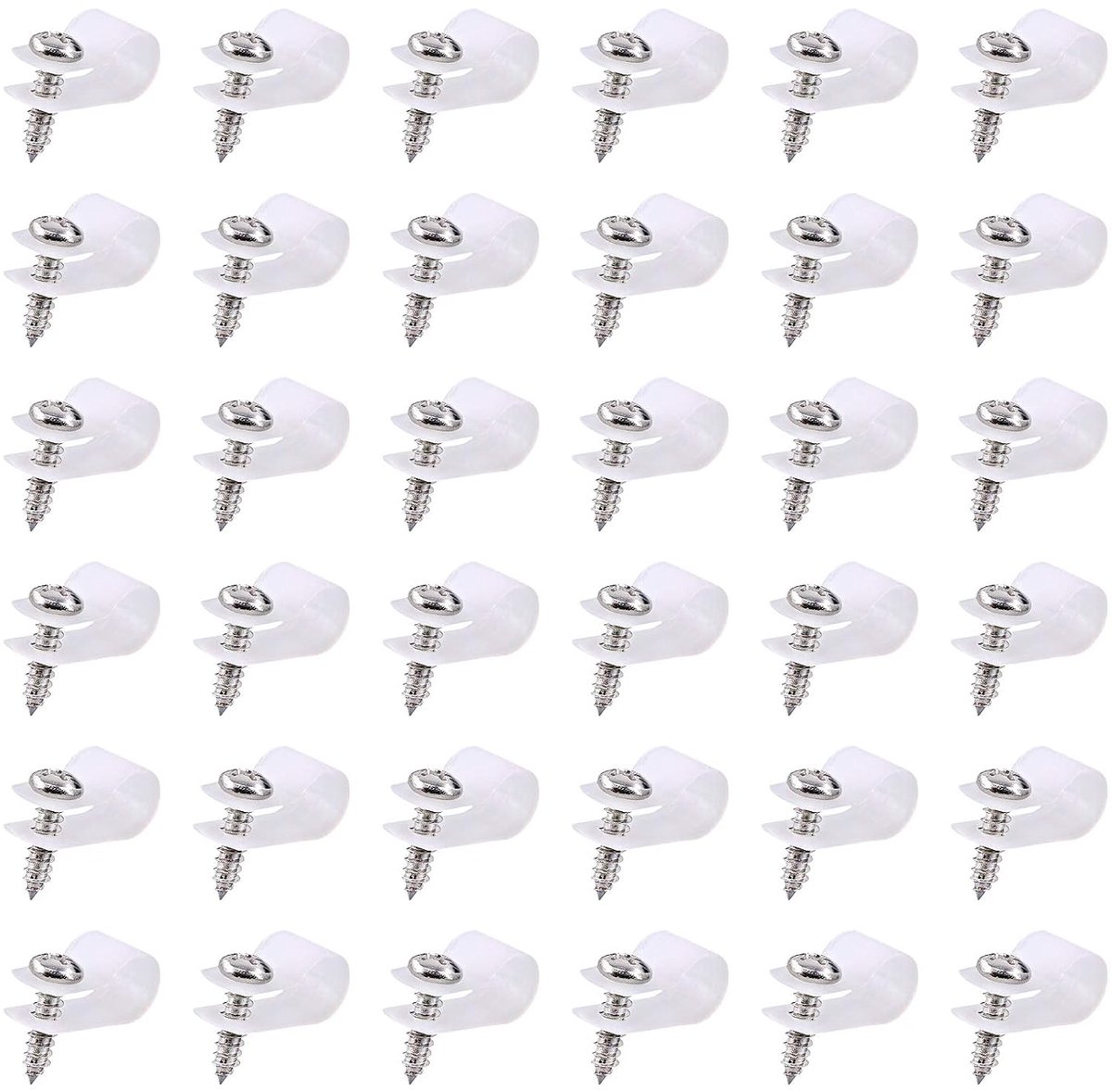 Thijox - Set van 60 Witte Nylon Plastic R-Type Kabelclips 1,6 cm voor Draadbeheer met Schroeven - Ideaal voor Thuis, Kantoor, Tuin en Meer