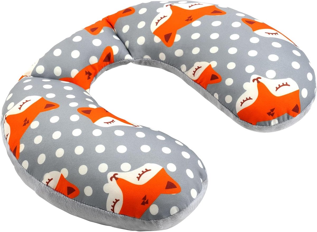 SnelShoppen - Reiskussen voor Kinderen - Neksteunkussen voor Autostoel en Kinderwagen - Zacht Katoen - Hoofdsteun voor Baby - Vos Design - Ideaal voor