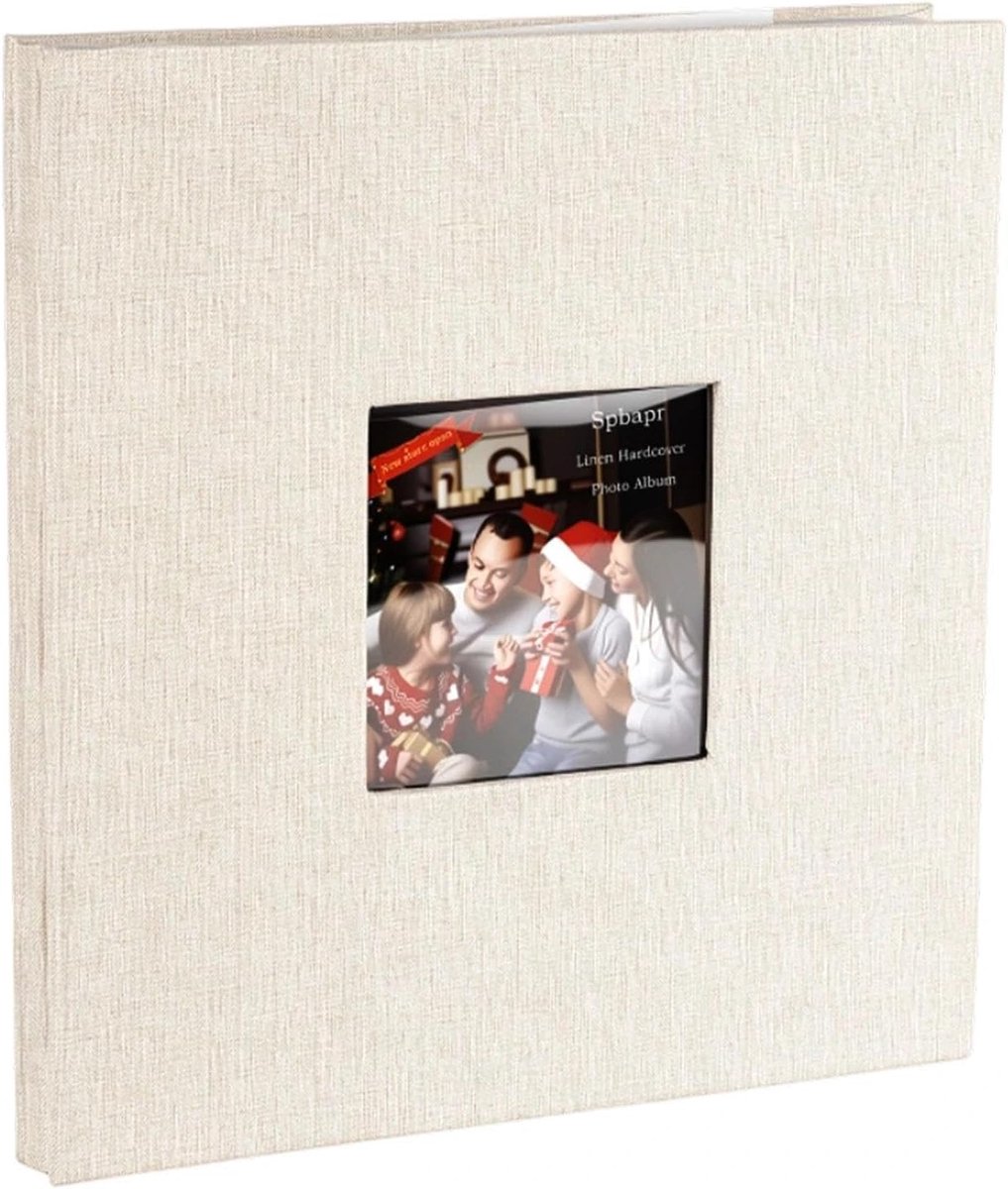 SnelShoppen - Fotoboek Linnen Omslag Zelf Ontwerpen - Zelfklevend Fotoalbum met 40 Pagina's (28x27 cm) - Gastenboek & Herinneringenboek voor Bruilofte