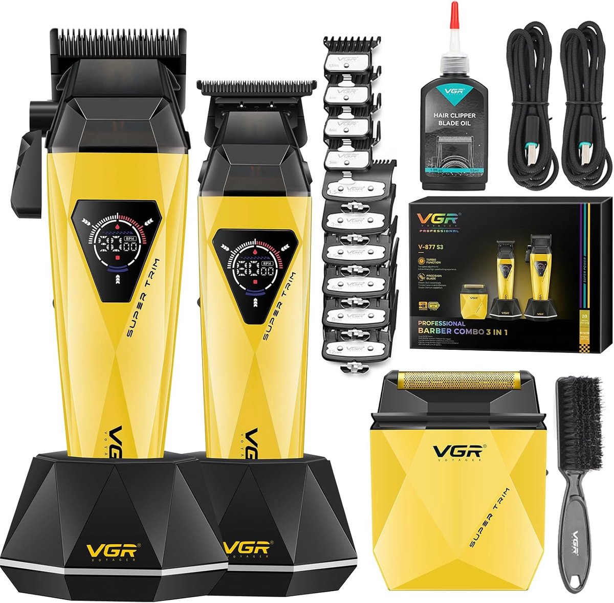 Thijox - Professionele Draadloze Tondeuse Set met Titanium Coating, Heren Haarknipper en Precisietrimmer, 8000/9000 RPM Motor, Oplaadstation en LED-Di