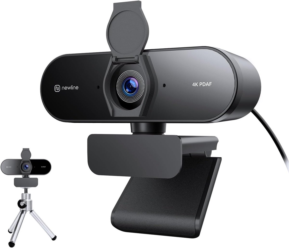 SnelShoppen - 4K Webcam met 2 Microfoons, 12 Megapixel, Dubbele PDAF/CDAF Autofocus, 1080p@60FPS, Helder Stereogeluid, Lichtcorrectie, USB PC Camera v