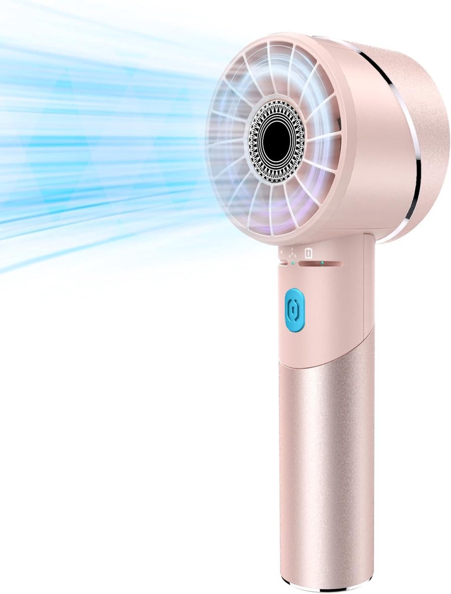 SnelShoppen - Draagbare Mini Ventilator met 2600 mAh Batterij, Oplaadbaar, USB C, 4 Snelheden, Krachtige Bureauventilator voor Thuis, Reis en Camping