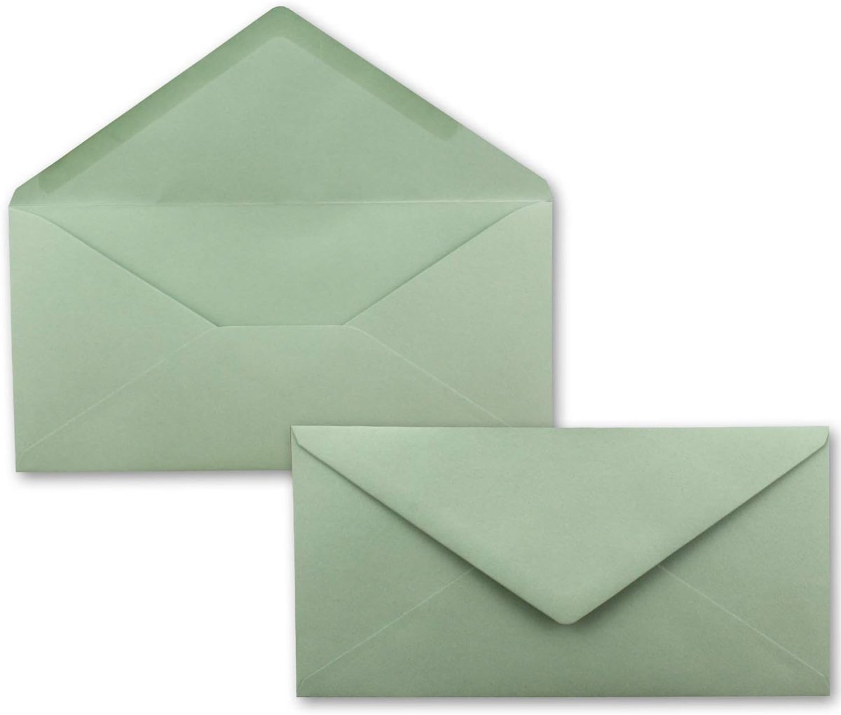 Thijox - 50 Eucalyptus Groene DIN Lang Enveloppen 110 x 220 mm - Natte Plakrand Zonder Venster - Perfect voor Uitnodigingen, Dankzeggingen en Groeten