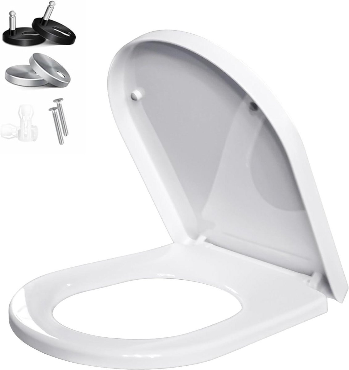 Toiletbril - WC Deksel - Badkamer Vernieuwen - D-Vorm - 44 cm - Wit