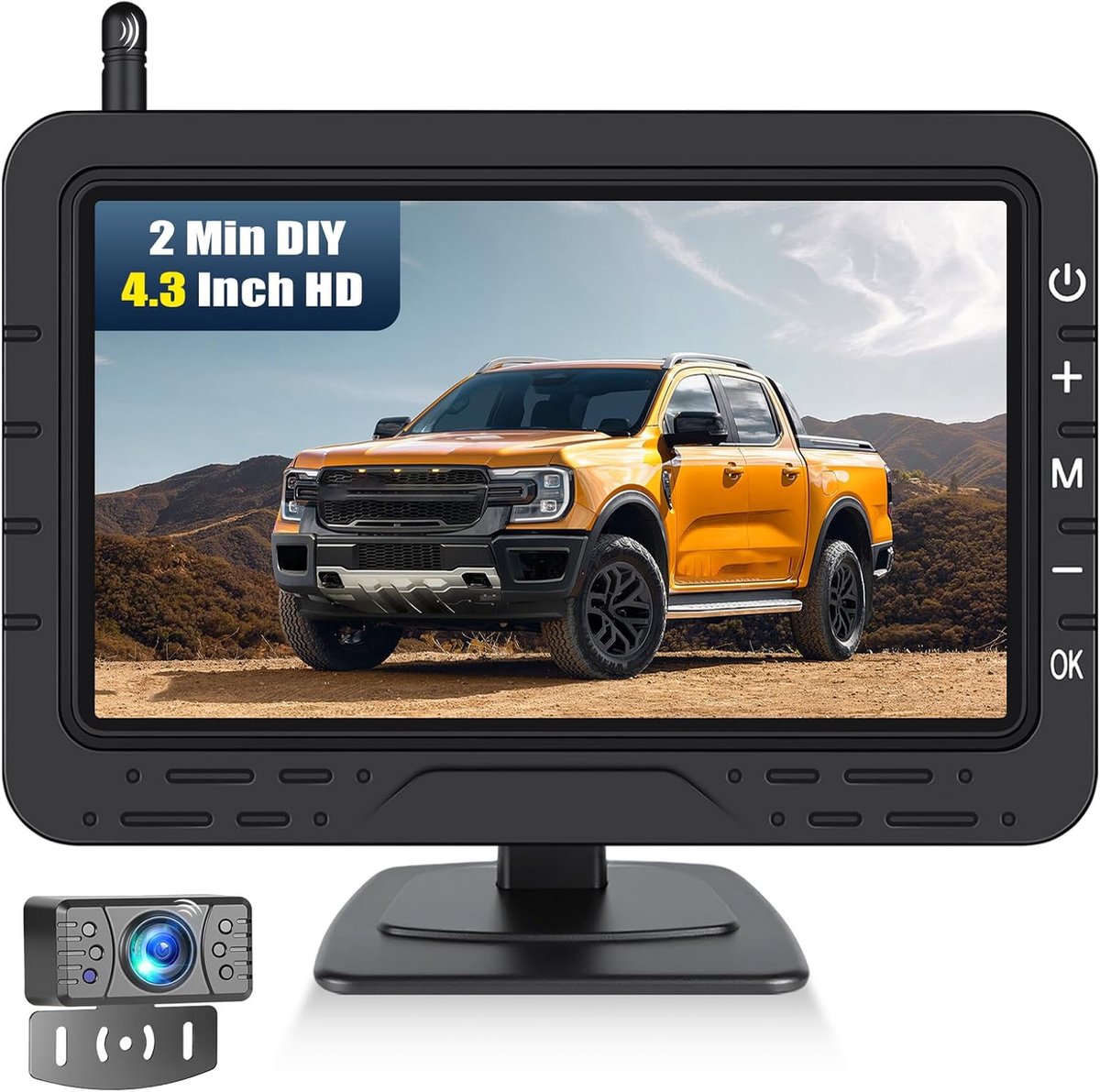 SnelShoppen - Draadloze Achteruitrijcamera met 4,3 Inch Monitor - IP68 Waterdicht - Nachtzicht - DIY Hulp bij Achteruitrijden voor Auto, Vrachtwagen,