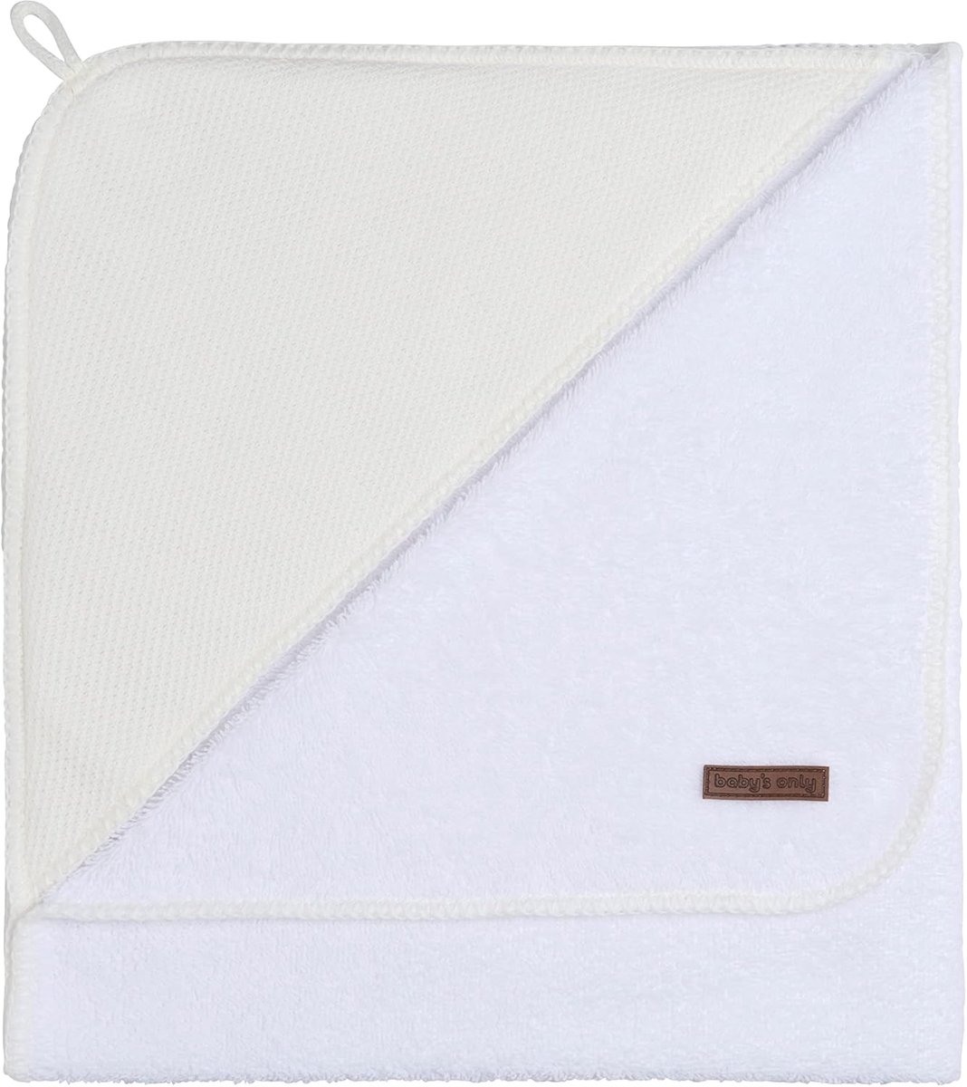 SnelShoppen - Baby Badcape Omslagdoek Handdoek met Capuchon Classic Wolwit 75x85 cm Zachte Badstof voor Baby's na Badje - Ideaal voor Thuis en Op Reis