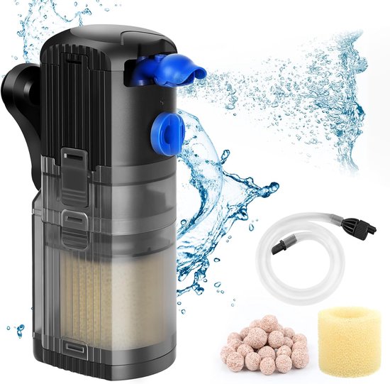 SnelShoppen - OMECO Aquariumfilter Binnenfilter 500 l/u, Stil <40 dB, 8W, Instelbaar met Zuurstofvoorziening voor 30L, 60L, 120L Aquaria