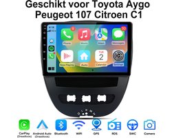 Junsun Android Draadloze CarPlay Andriod Auto Autoradio Geschikt Voor Toyota Aygo Peugeot 107 Citroen C1 - Achteruitrijcamera - GPS Navigatie - Bluetooth - 10-inch Touchscreen - WiFi - RDS - SWC - Plug & Play