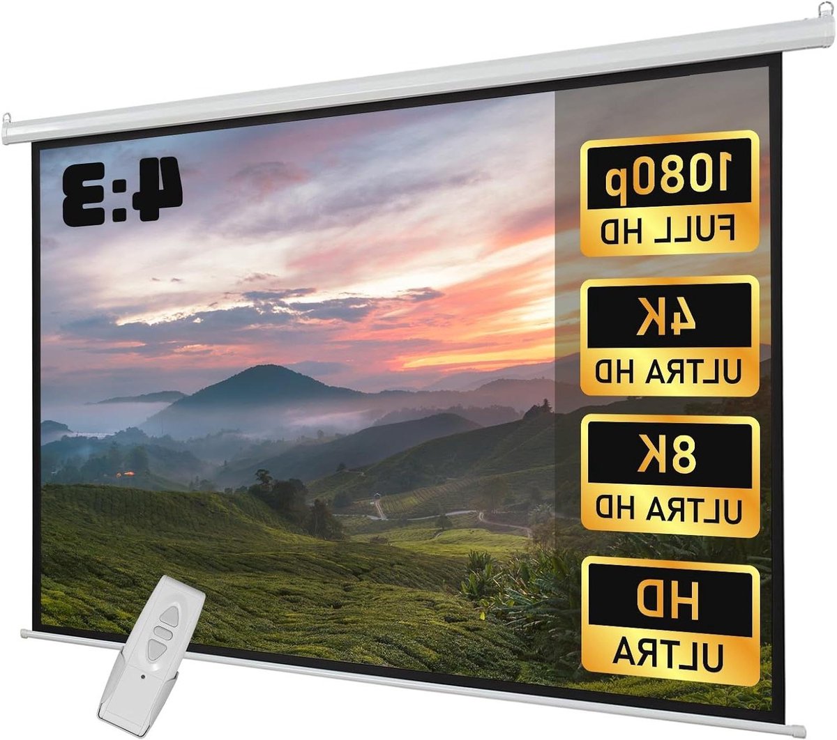 Elektrisch projectiescherm - Projectiescherm - Thuisbioscoop creëren - Draadloze afstandsbediening - 120 inch - Wit