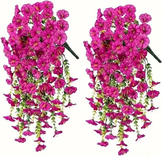 Foto: 2 stuks kunstherfstbloemen 75cm kunstplant hangplant kunstplanten nep planten planten voor buiten nepplanten kunst plant kunstbloemen uv bestendig nep herfsthangbloemen petunia s voor veranda patio tuin balkon herfstdecoratie
