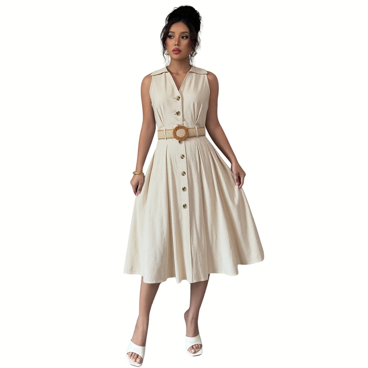 Currero Linnen Jurk Dames Blouse Zomer Shirt Jurkjes Voor Dames Ibiza Jurken Creme
