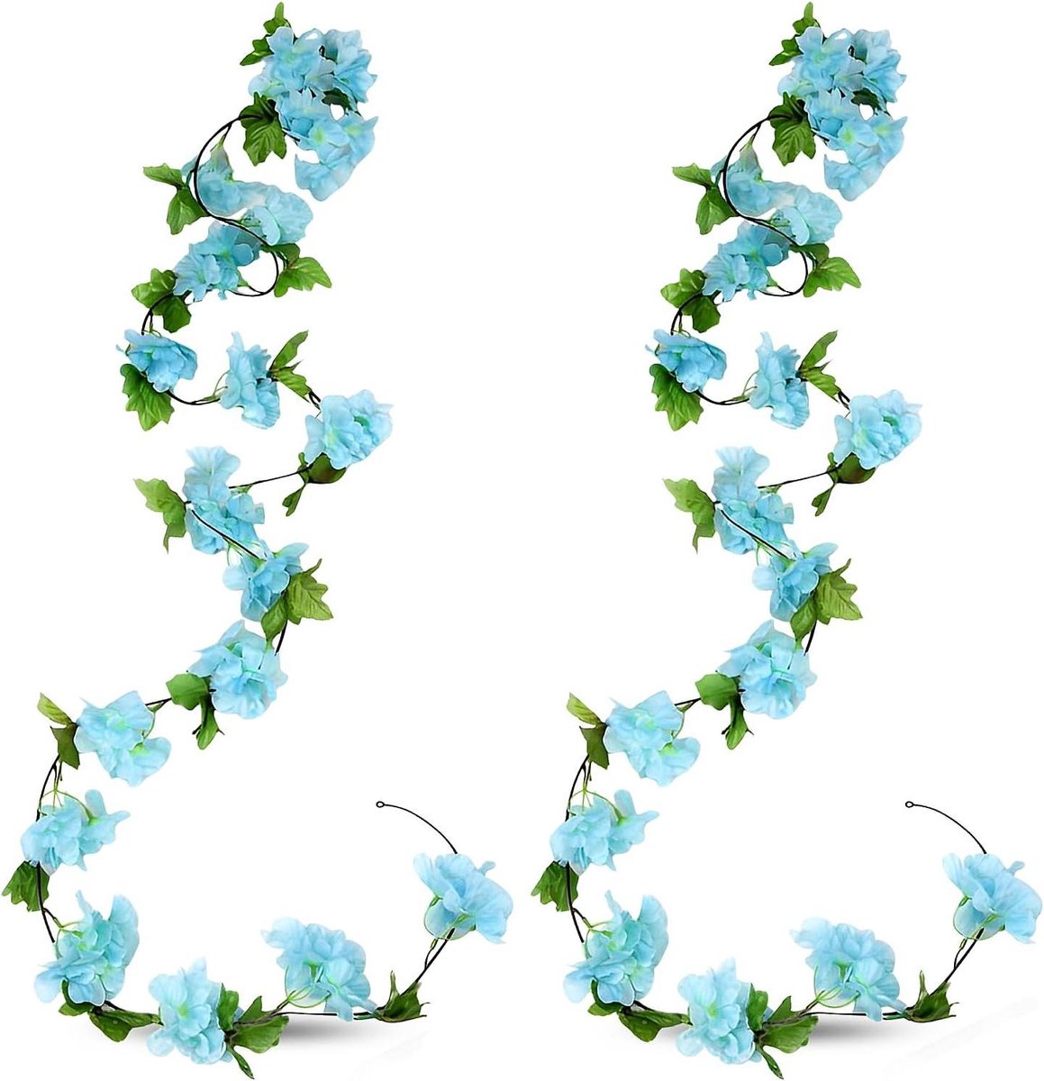 Kunstbloemen Krans - Zijden Bloemen - Decoratie Ophangen - Weerbestendig Materiaal - 2.4 Meter - Blauw