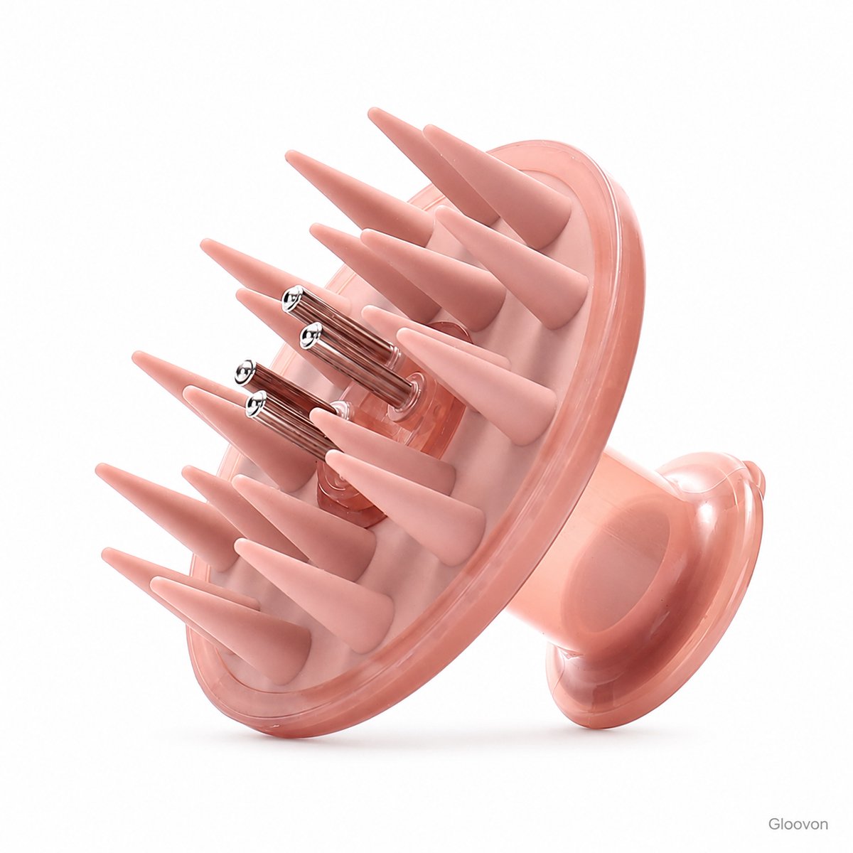 Gloovon® Hoofdhuidborstel met 14 ml Reservoir - Siliconen Scalp Massager - Haarserum Applicator - Roze