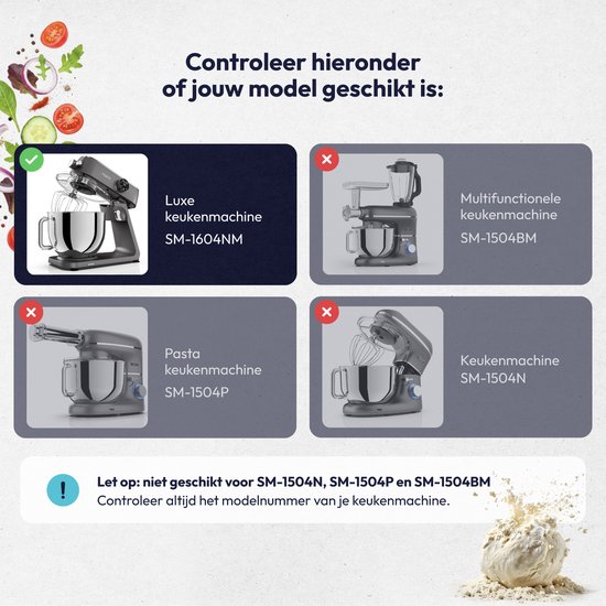 Fentic Deeghaak - Geschikt voor Fentic SM-1604NM keukenmachine (7L) van Merkloos — afbeelding 3