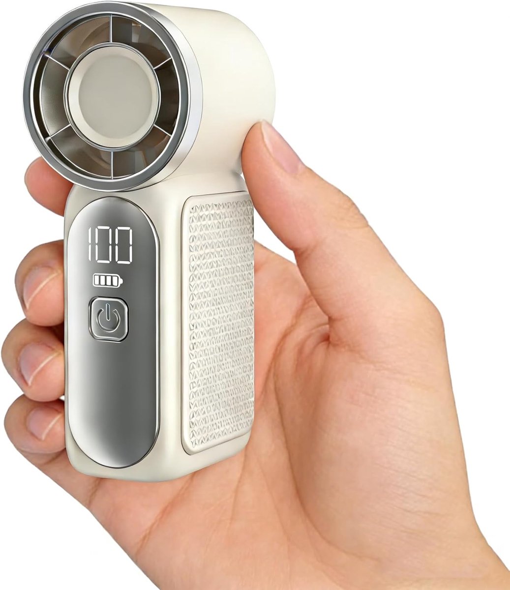 Mini-draagbare handventilator – 6 snelheden – 16.900 RPM – hoge snelheid – zomeressentieel – met LED-scherm – oplaadbaar via USB – met koord – voor make-up, reizen, buiten.L
