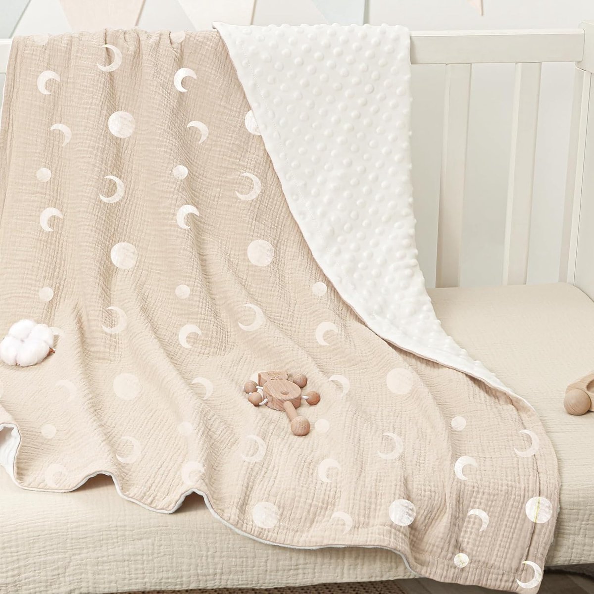SnelShoppen - Bearmoss Babydeken - Zachte Katoenen Babydeken voor Pasgeborenen - Muslin Slaapdeken voor Kinderen - 70x100cm Wit - Ideaal voor Baby's e