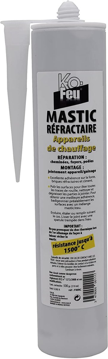 SnelShoppen - K-OFEU Cartridge Vuurvaste Kit 500g (310ml) voor Haarden en Kachels, Hoge Temperatuur Weerstand, Adhesieven en Reparaties