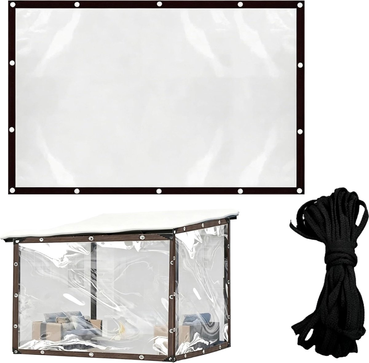 waterdichte gordijnen 1,5 x 1 m met oogjes, duurzaam en UV-bestendig, geschikt voor tuin, balkon, terras en tent, wind- en regenbescherming, lichtdoorlatend