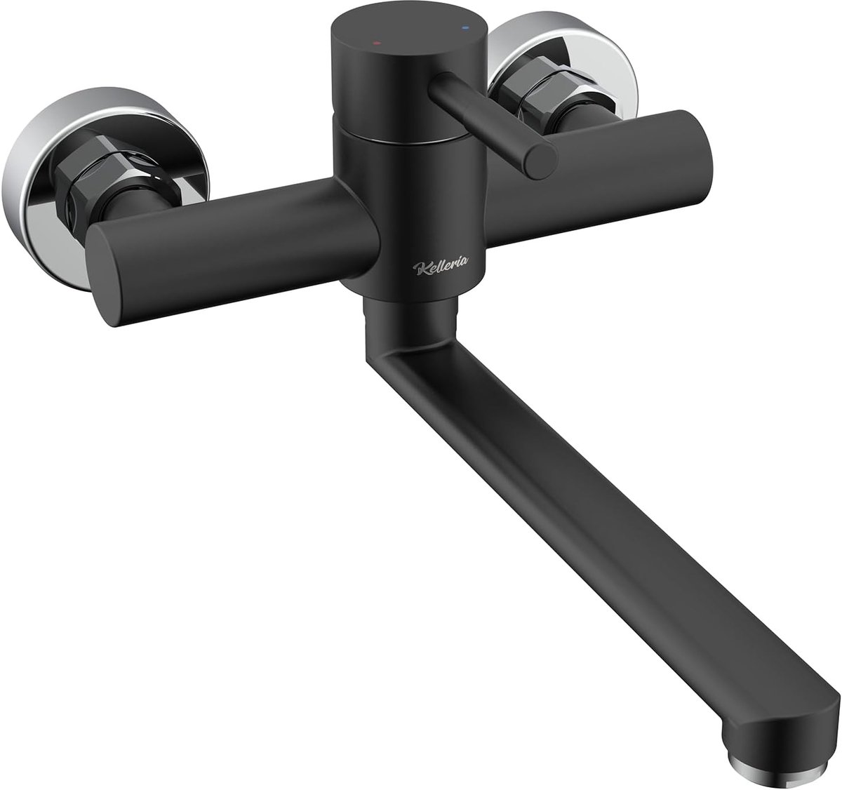 SnelShoppen - Wandkraan Keuken Kraan Wandmontage 360° Rotatie Rvs Zwart, Mengkraan voor Warm en Koud Water, Perfect voor Keuken en Ruimtebesparing