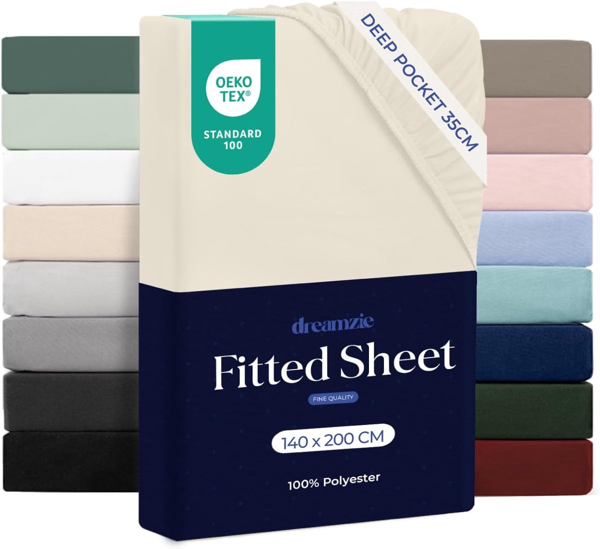 SnelShoppen - Fitted Sheet 140 x 200 cm - Soft Microfiber - Hoekhoogte 35 cm - Geschikt voor Dikke Matrassen - Oeko-Tex Gecertificeerd - Beige - Dagel