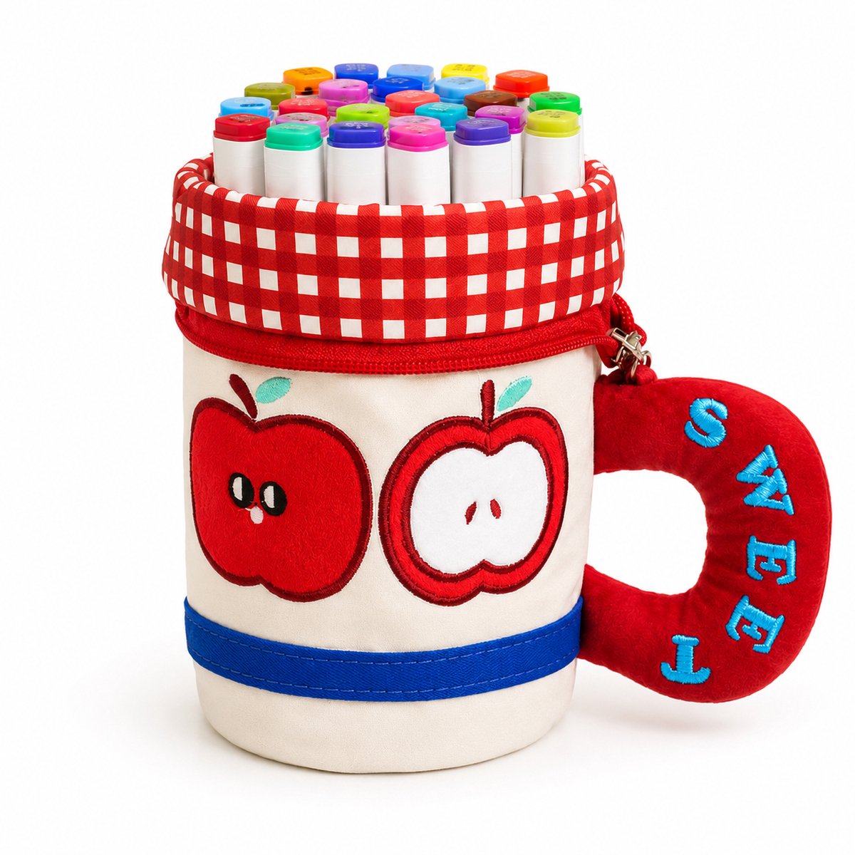 Grote Etui met Appelvorm - Multifunctionele Pennenzak voor School en Kantoor - Creatieve Etui - School Etui voor Meisjes en Jongens - Rood