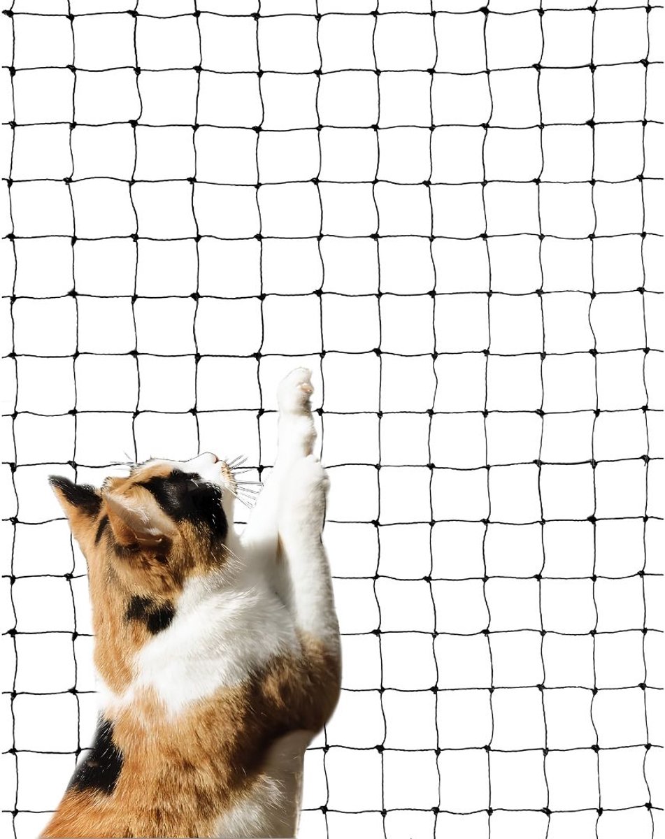 JCP® Kattengaas - Balkon-en Raamnetten voor Katten - Bijtbestendig - Zwart - 26cm x 24cm x 11cm
