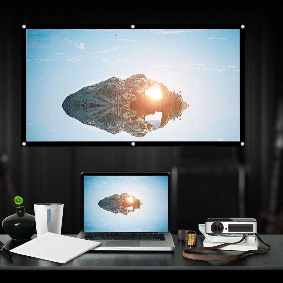 Projectiescherm - Draagbaar Scherm - Thuisbioscoop Creëren - Kreukvrij Materiaal - 60-120 Inch - Wit