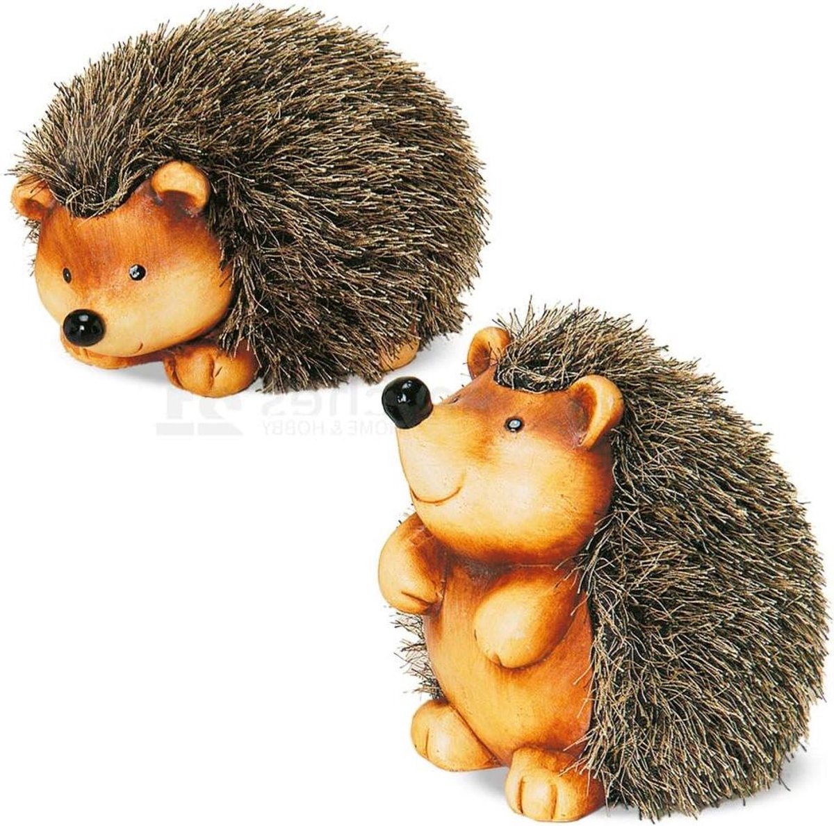 Herfstdecoratie egels - Najaarsfiguren - Huis aankleden - Set van twee - Ca. 17 cm - Bruin