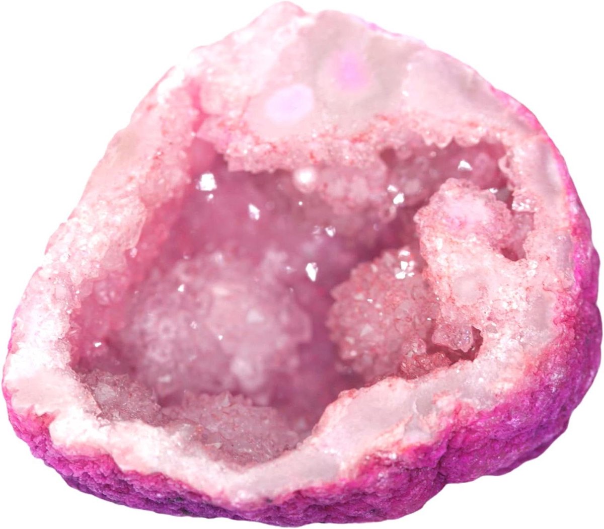 Kwartsgeode Halve - Decoratieve Steen - Huis Decoratie - Echte Gekleurde Vulling - 30-40 mm - Roze