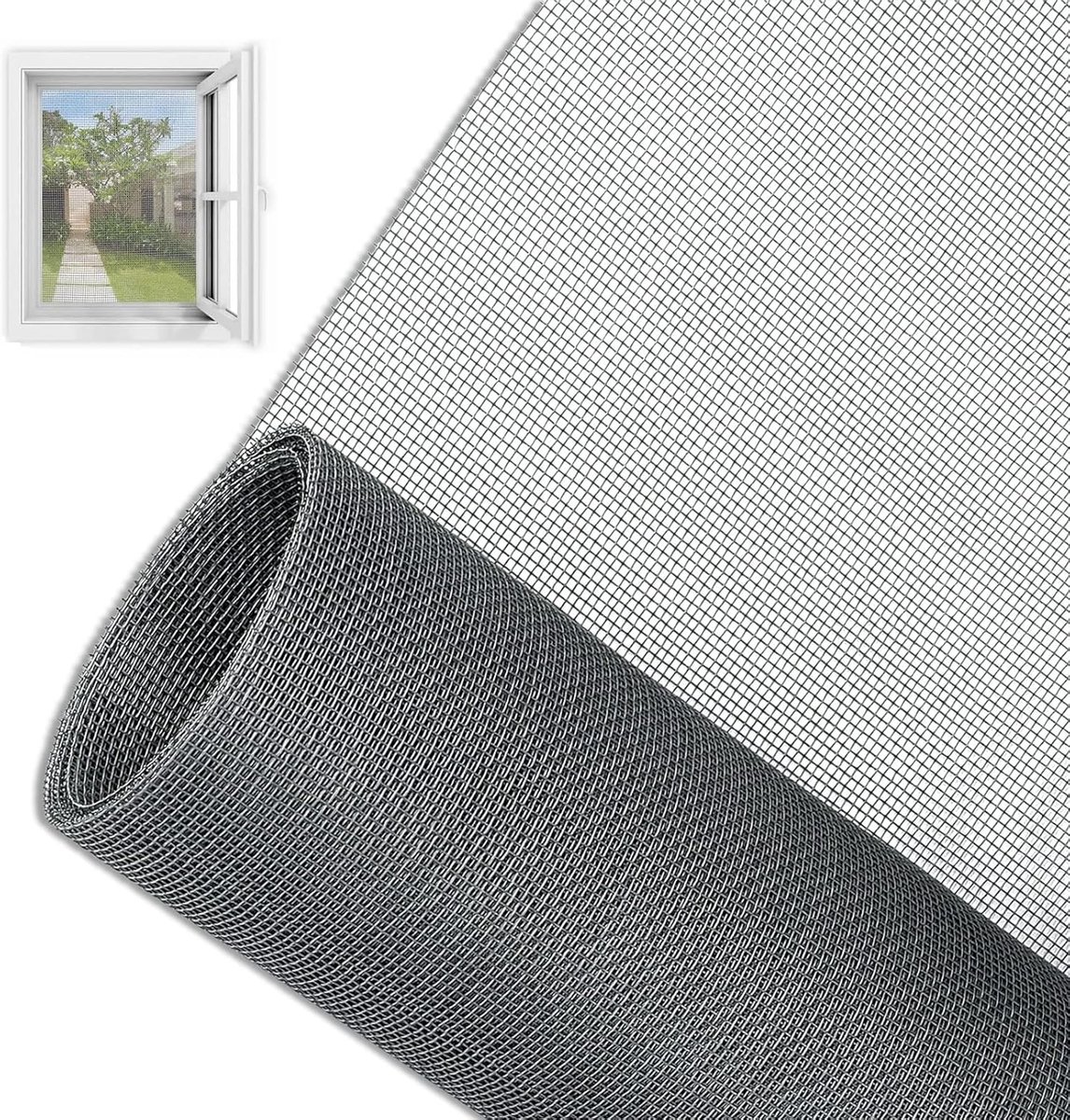 SnelShoppen - Vliegenscherm voor Raam en Deur, 1.2 x 2.5 m, Grijs Fiberglass, Snijbaar, Met Kleefband/Magneten, Ideaal voor Thuis en Tuin