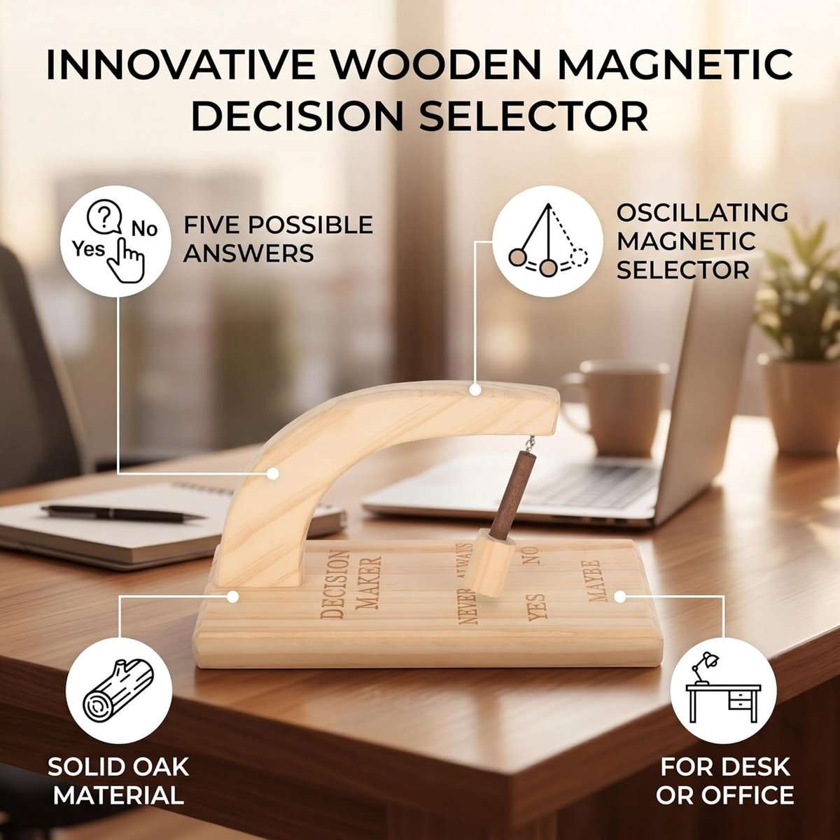 SnelShoppen - Magnetische Pendel Beslisser, Houten Swing Sticks Beslissingsbord, Ja Nee Mi